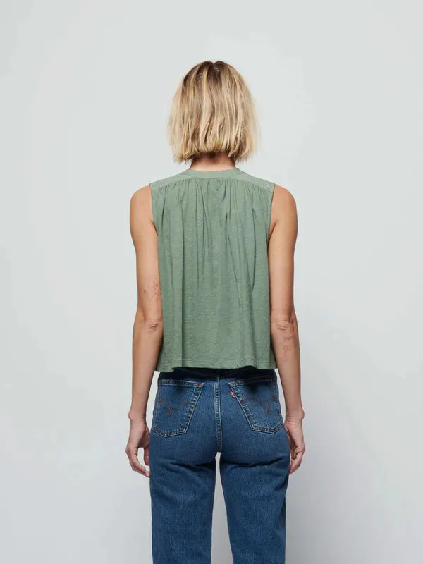 NATION- Via Tie Front Flowy Tank Sea Spray