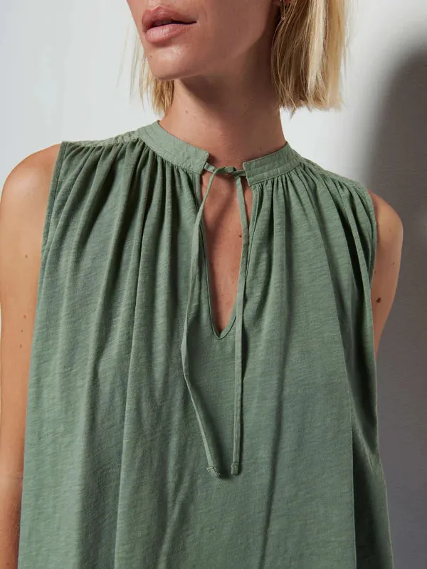 NATION- Via Tie Front Flowy Tank Sea Spray