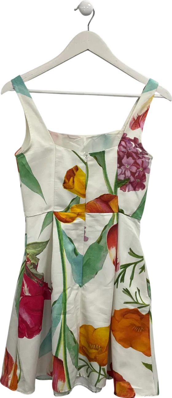 Oasis White Floral Square Neck Mini Dress UK 6