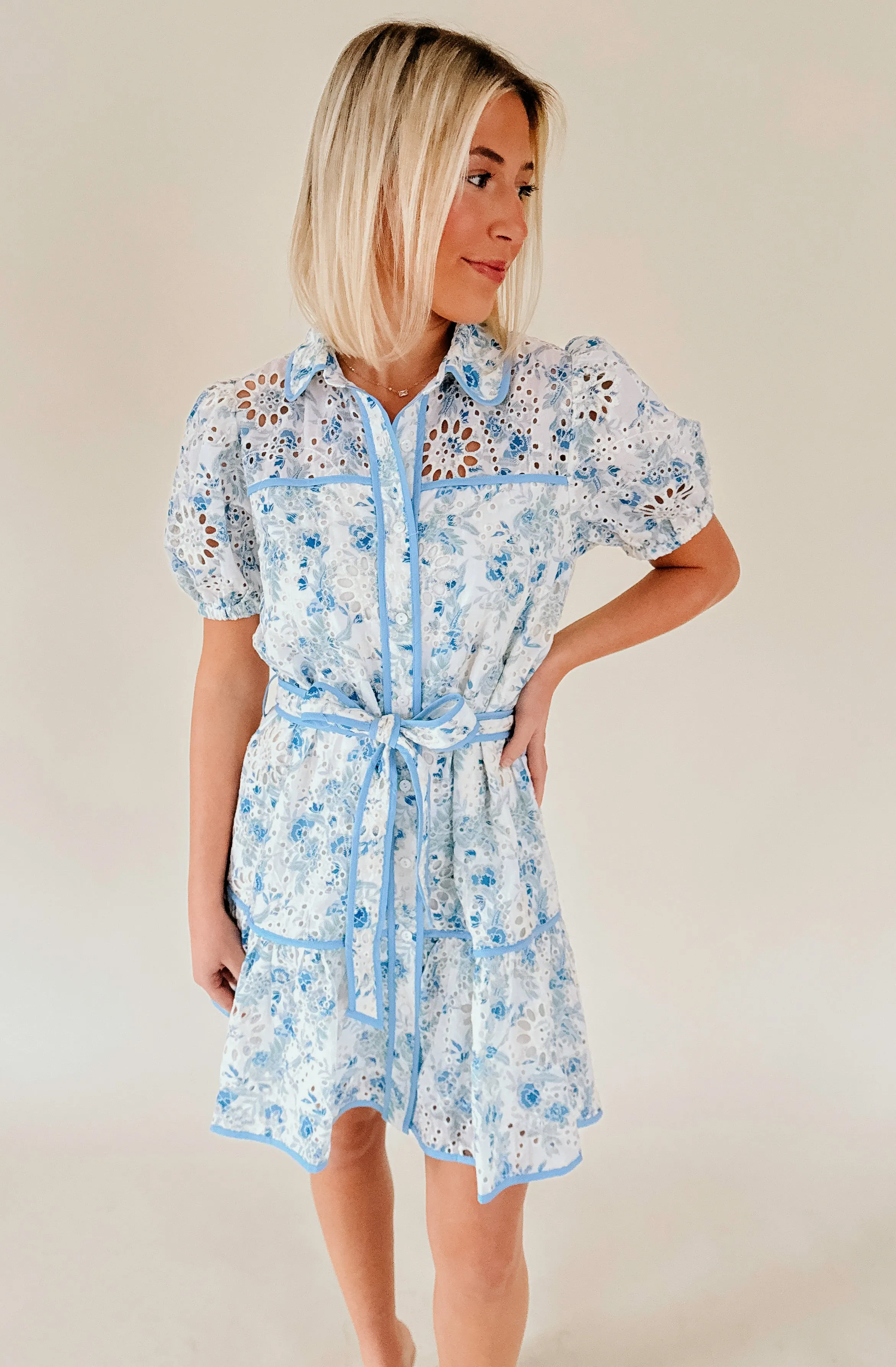 OFF TO THE RACES EYELET DRESS