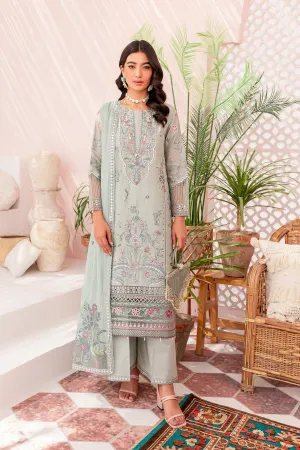 Pakistani Eid Dress in Ice Blue Kameez Trouser Style