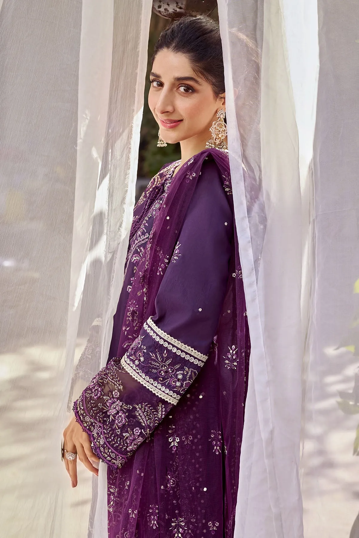 Pakistani Traditional Purple Long Kameez with Capri Eid Dress
