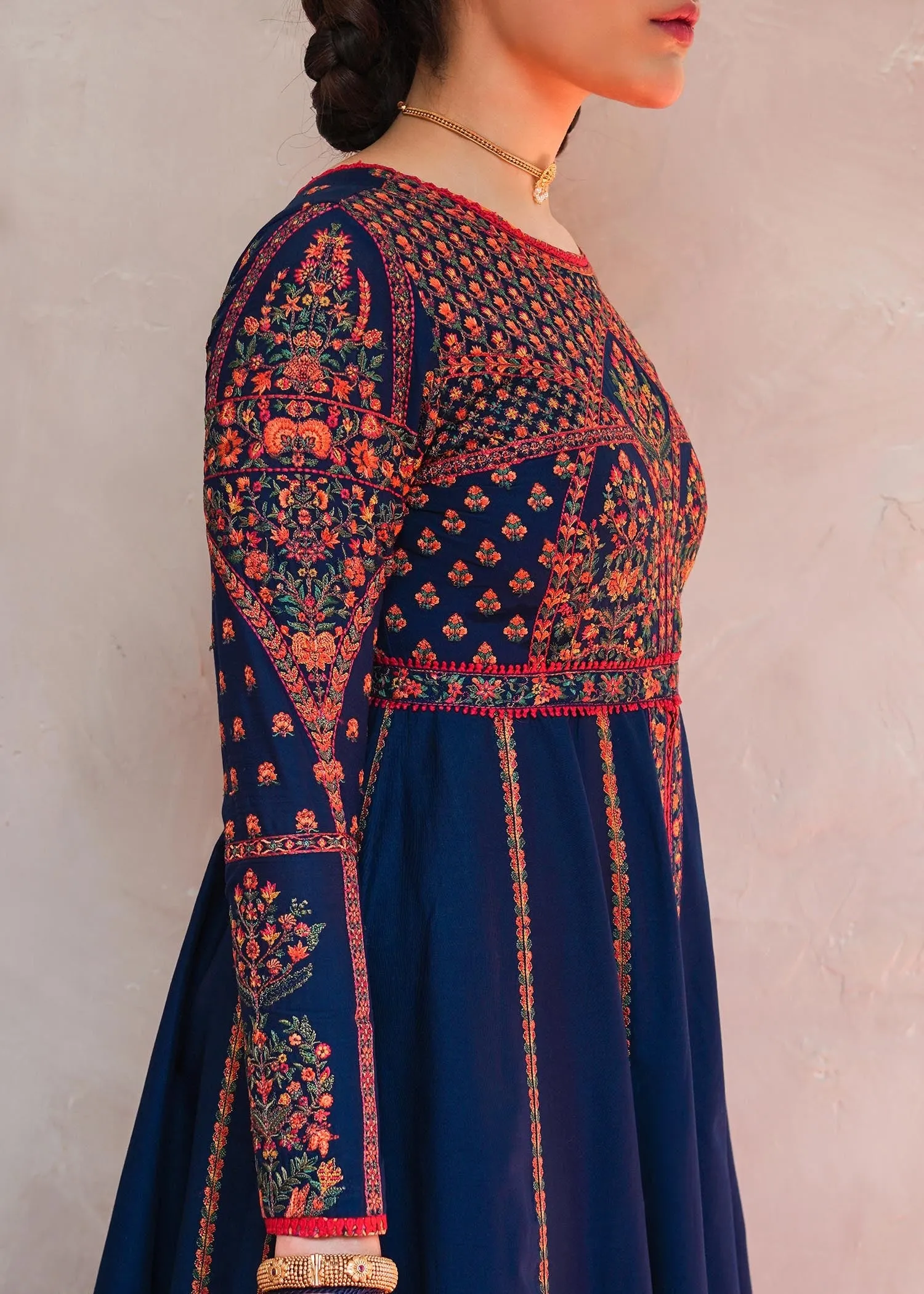 Pishwas Frock and Sharara Blue Pakistani Wedding Dress