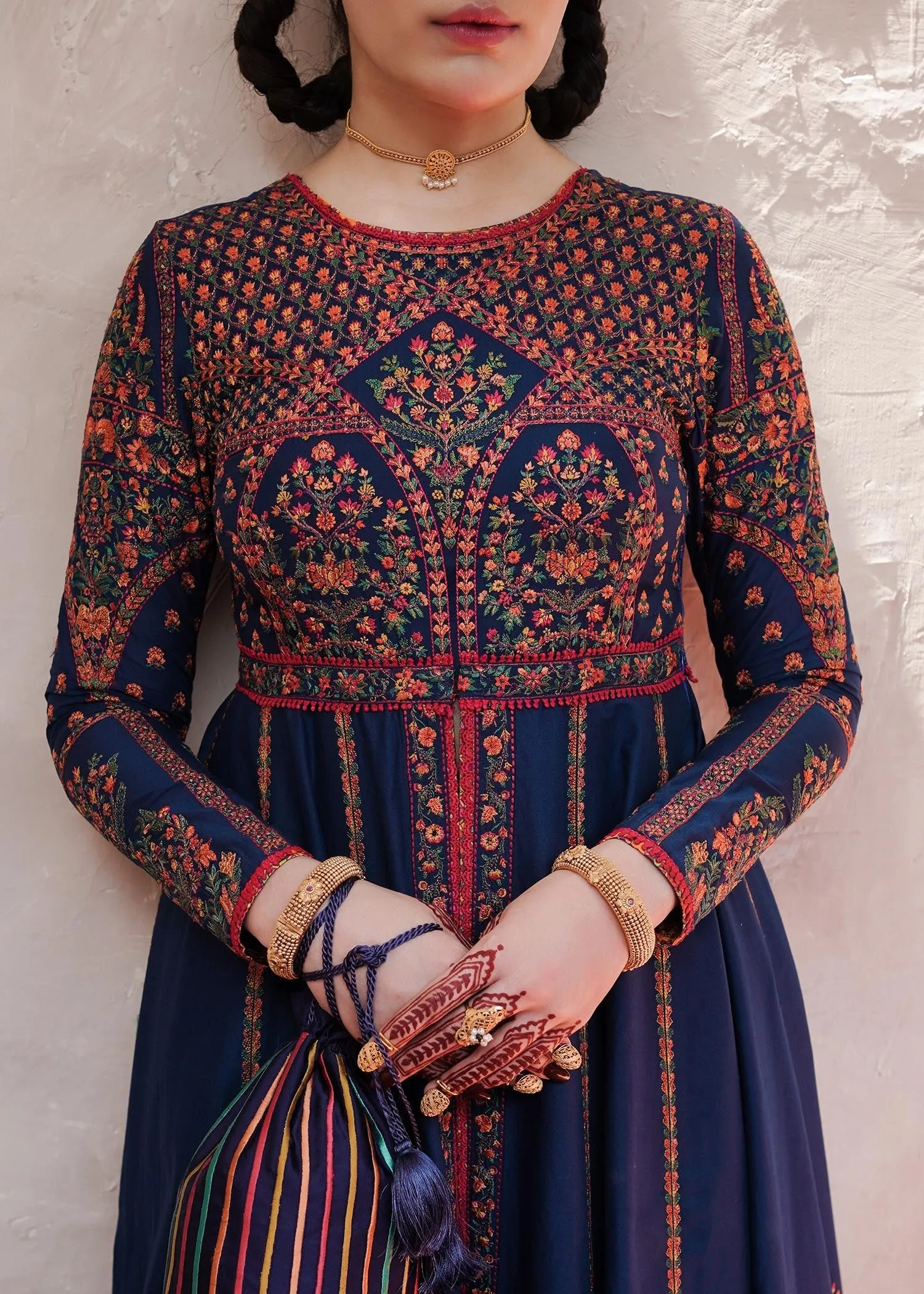 Pishwas Frock and Sharara Blue Pakistani Wedding Dress