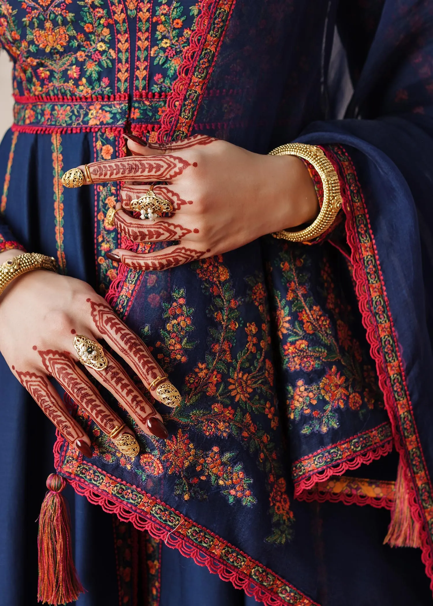 Pishwas Frock and Sharara Blue Pakistani Wedding Dress