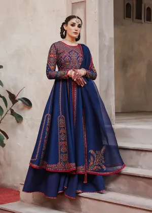 Pishwas Frock and Sharara Blue Pakistani Wedding Dress