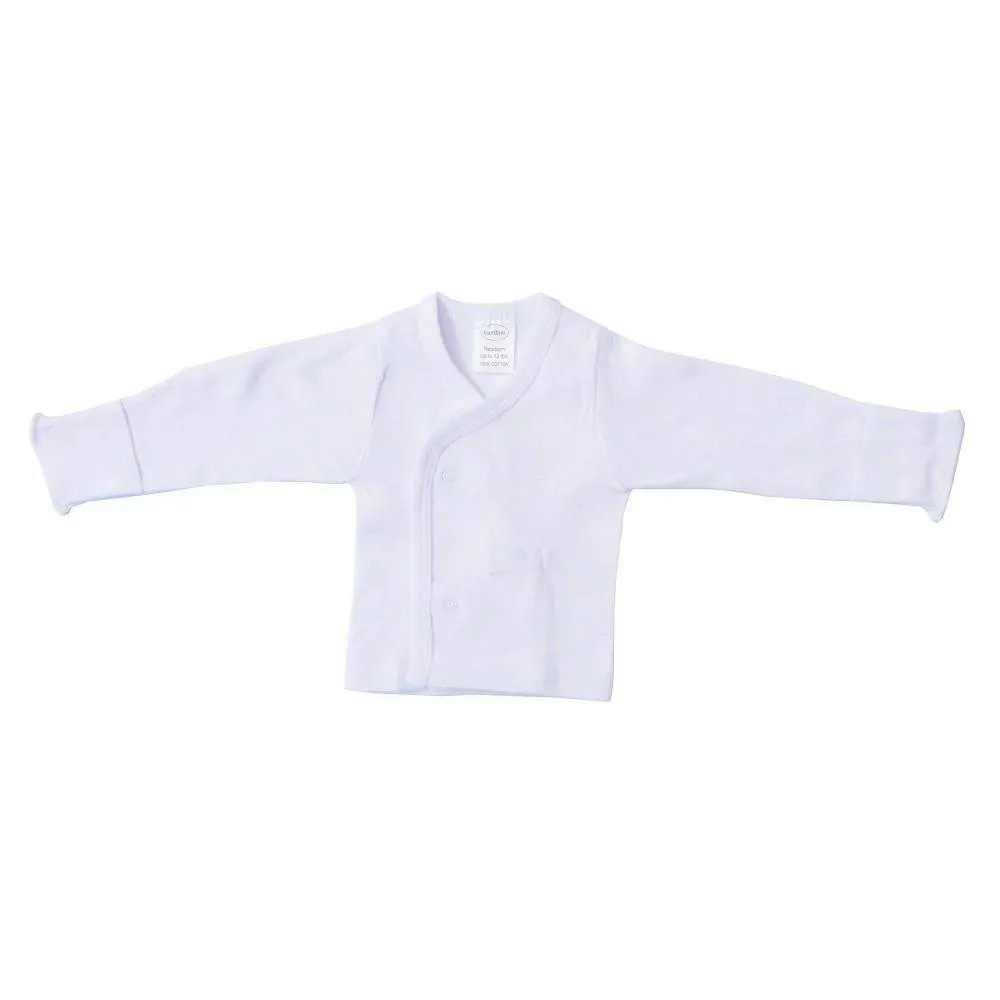 Rib Knit White Long Sleeve Side-Snap Shirt 3-Pack (NB,S)