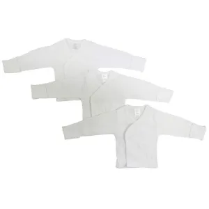 Rib Knit White Long Sleeve Side-Snap Shirt 3-Pack (NB,S)