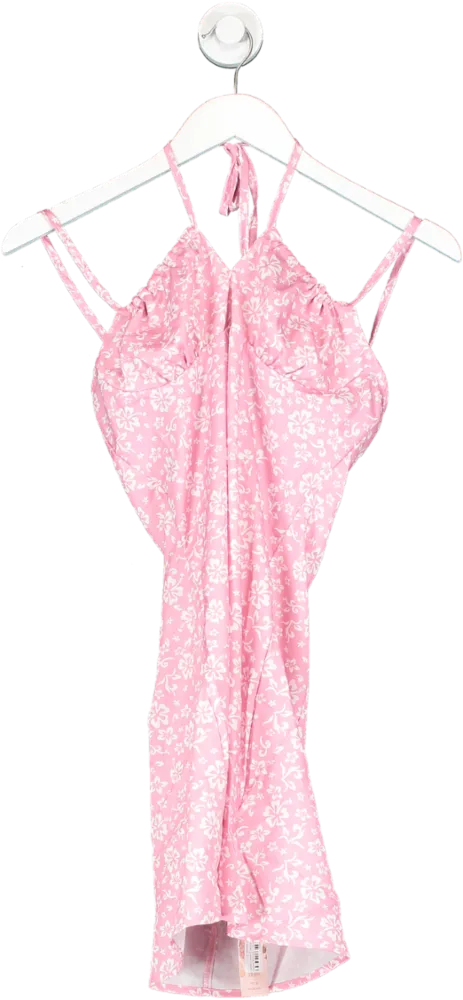SHEIN Pink Floral Print Mini Dress UK XS