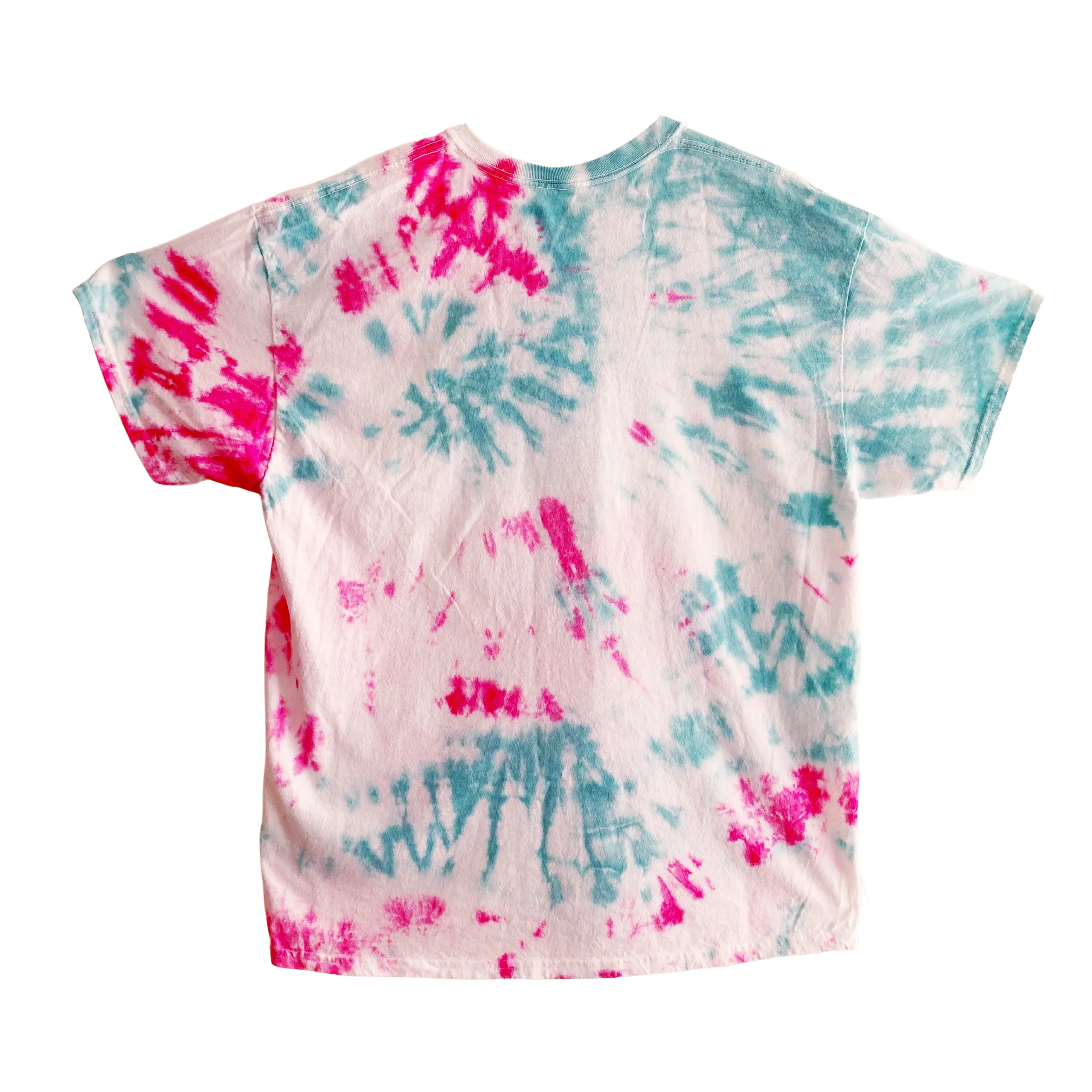 Short Sleeve Tie-Dye T- Shirt, Pink and Turquoise, Women, Men, Teen