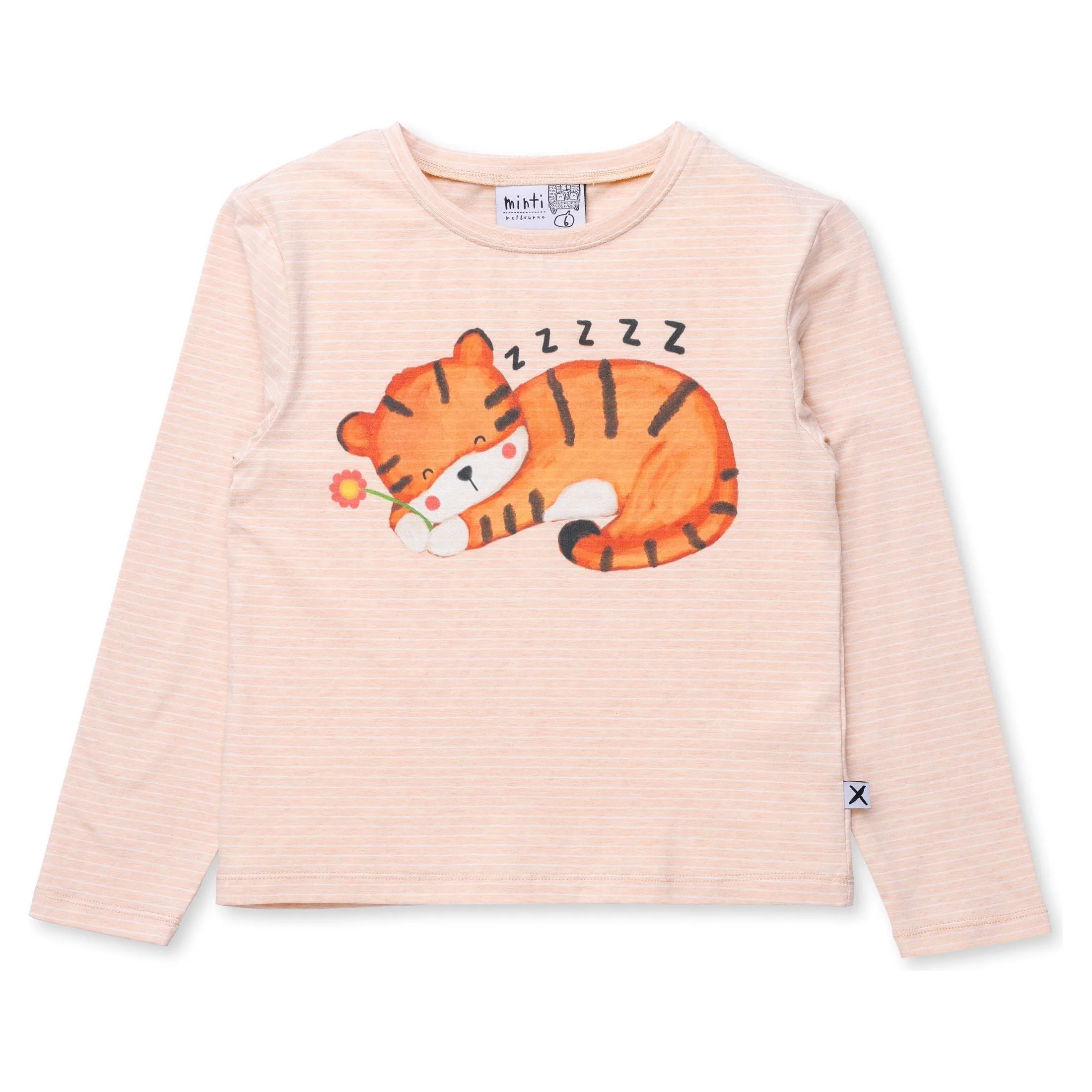 Sleepy Tiger Tee - Cream Stripe