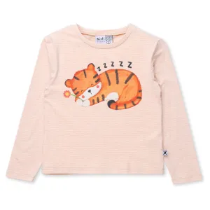 Sleepy Tiger Tee - Cream Stripe