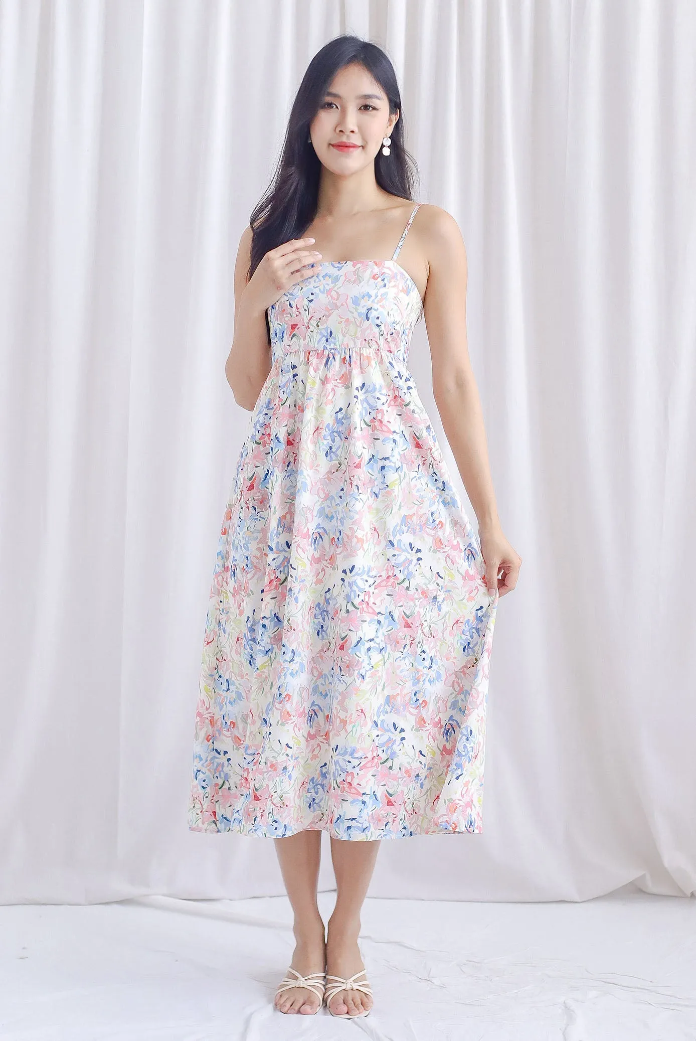 TDC Lyndsey Abstract Floral Spag Dress In Vibrant