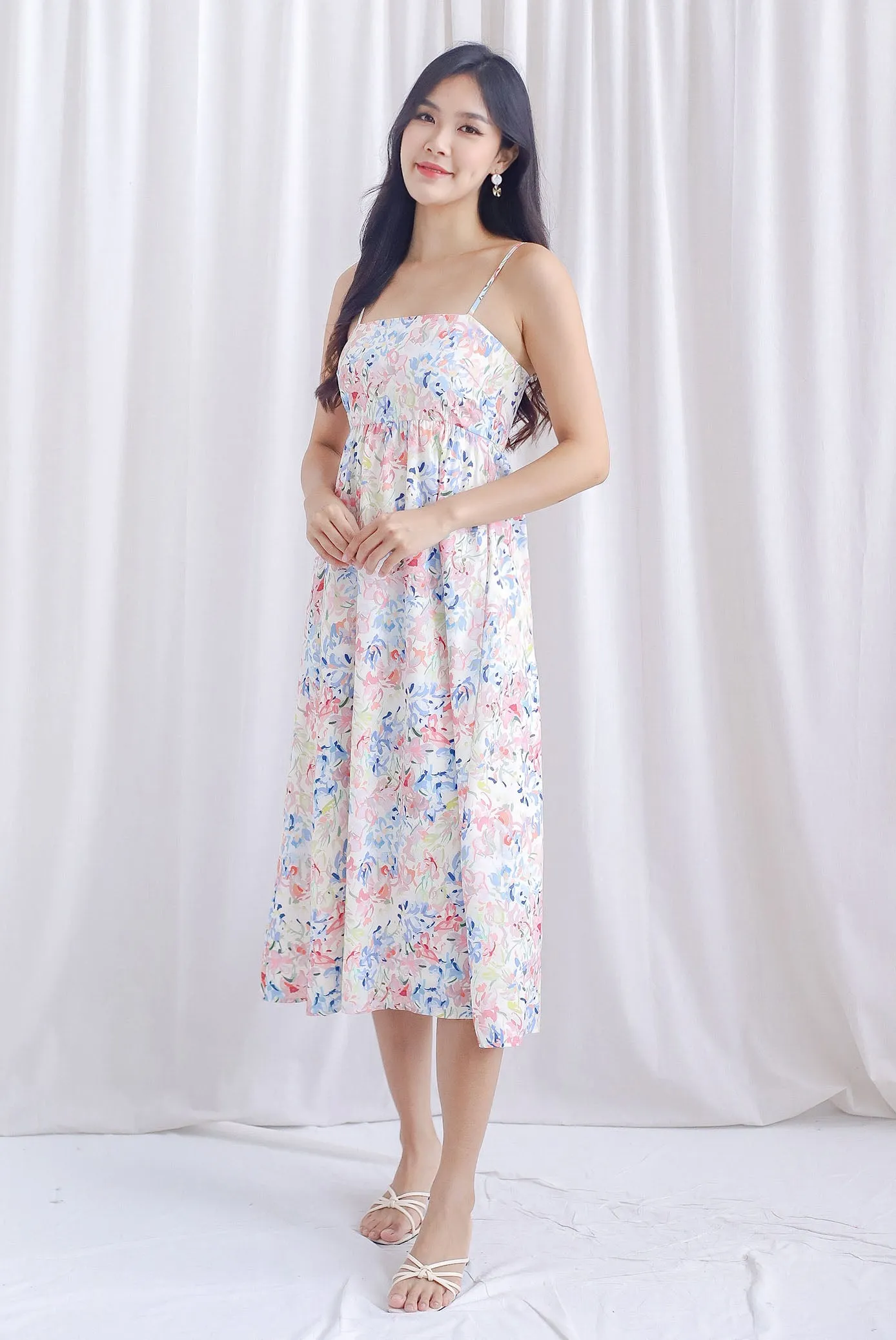 TDC Lyndsey Abstract Floral Spag Dress In Vibrant
