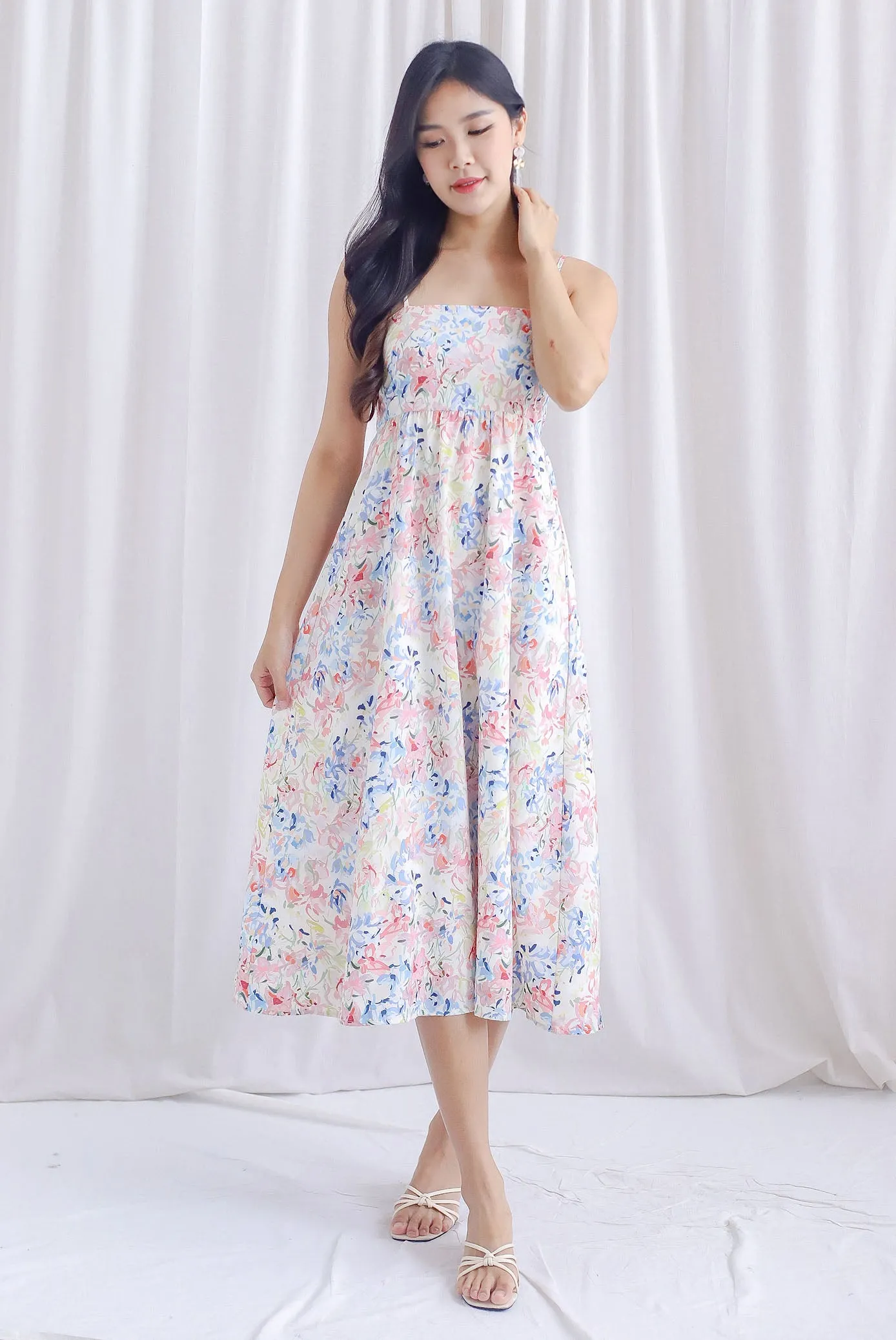 TDC Lyndsey Abstract Floral Spag Dress In Vibrant