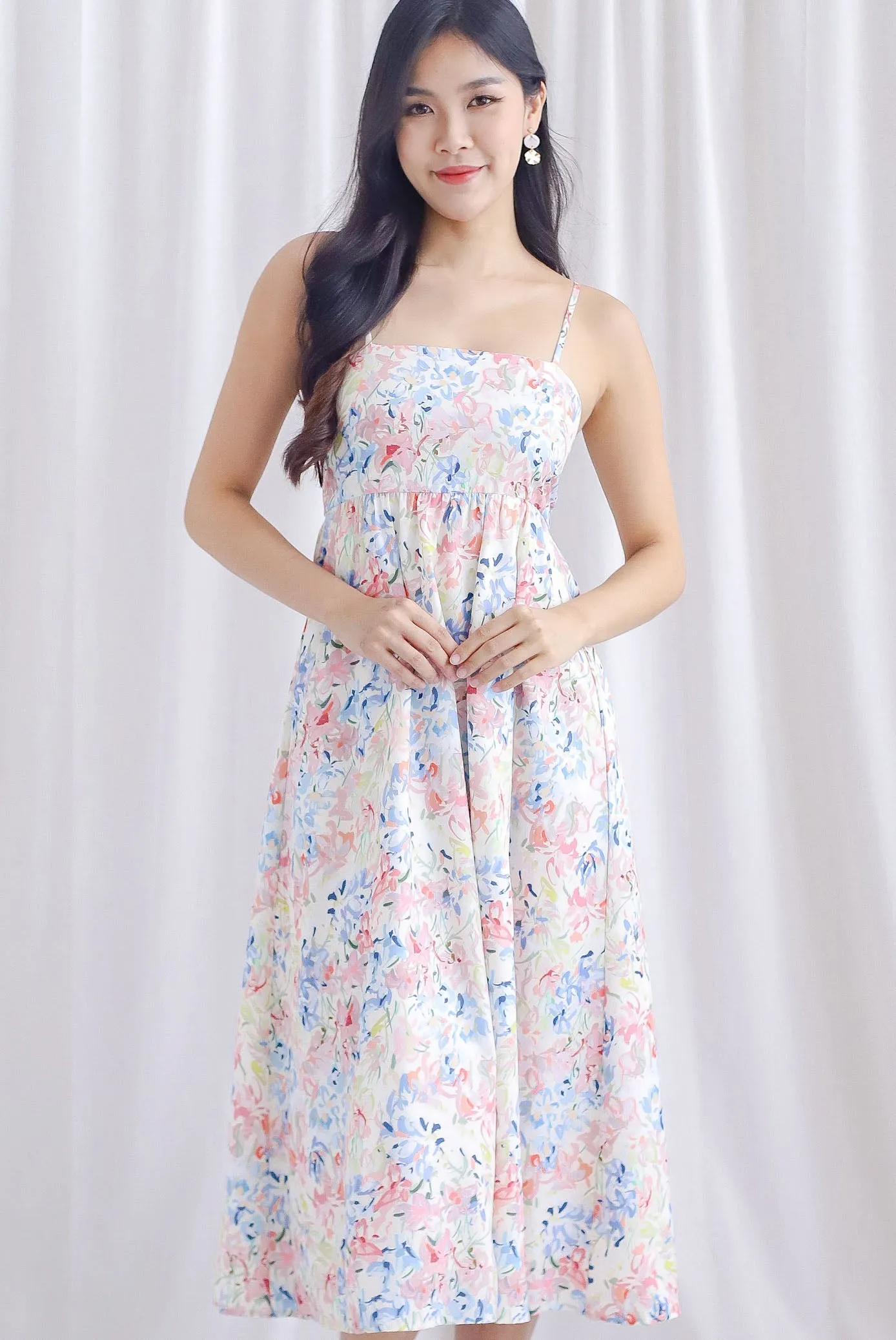 TDC Lyndsey Abstract Floral Spag Dress In Vibrant