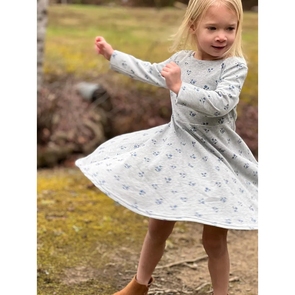 Vignette Heathered Grey Floral Print Paige Dress