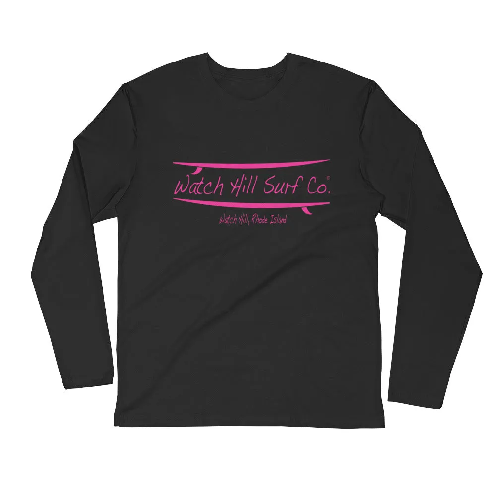 Watch Hill Surf Co. 'Parallel Boards' Premium Long Sleeve Fitted Crew (Pink)