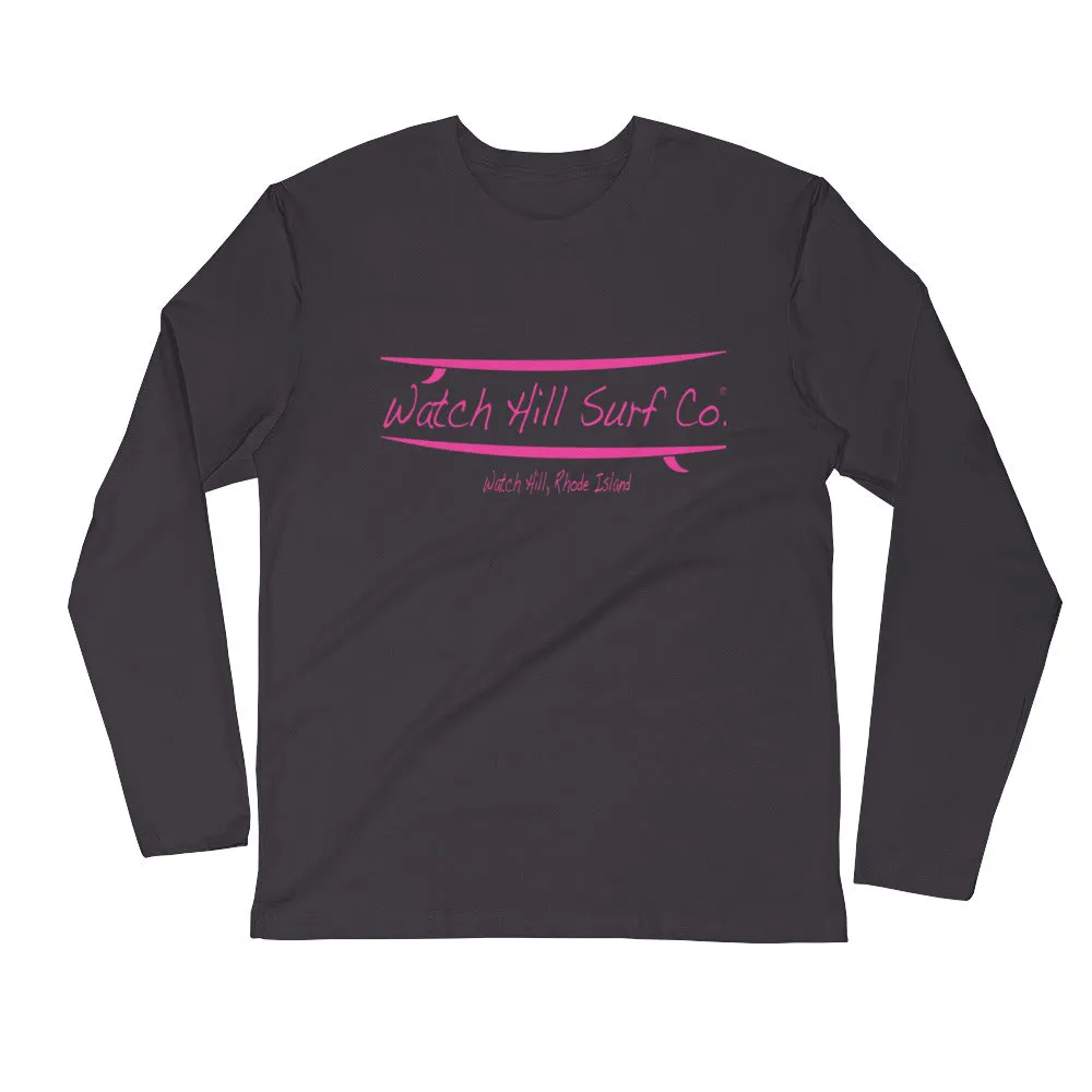 Watch Hill Surf Co. 'Parallel Boards' Premium Long Sleeve Fitted Crew (Pink)