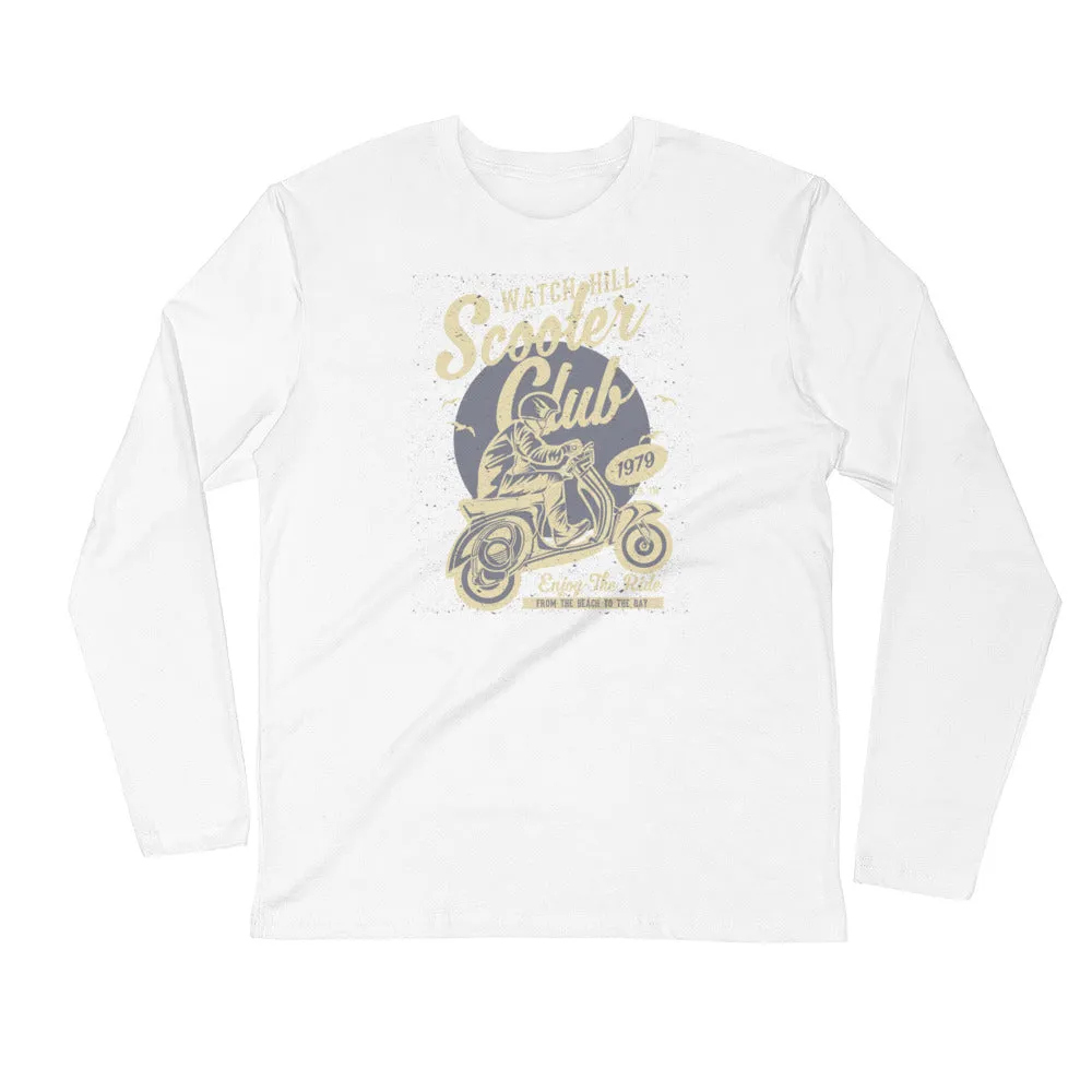 Watchill’n ‘Scooter Rider’ Premium Long Sleeve Fitted Crew (Tan/Grey)