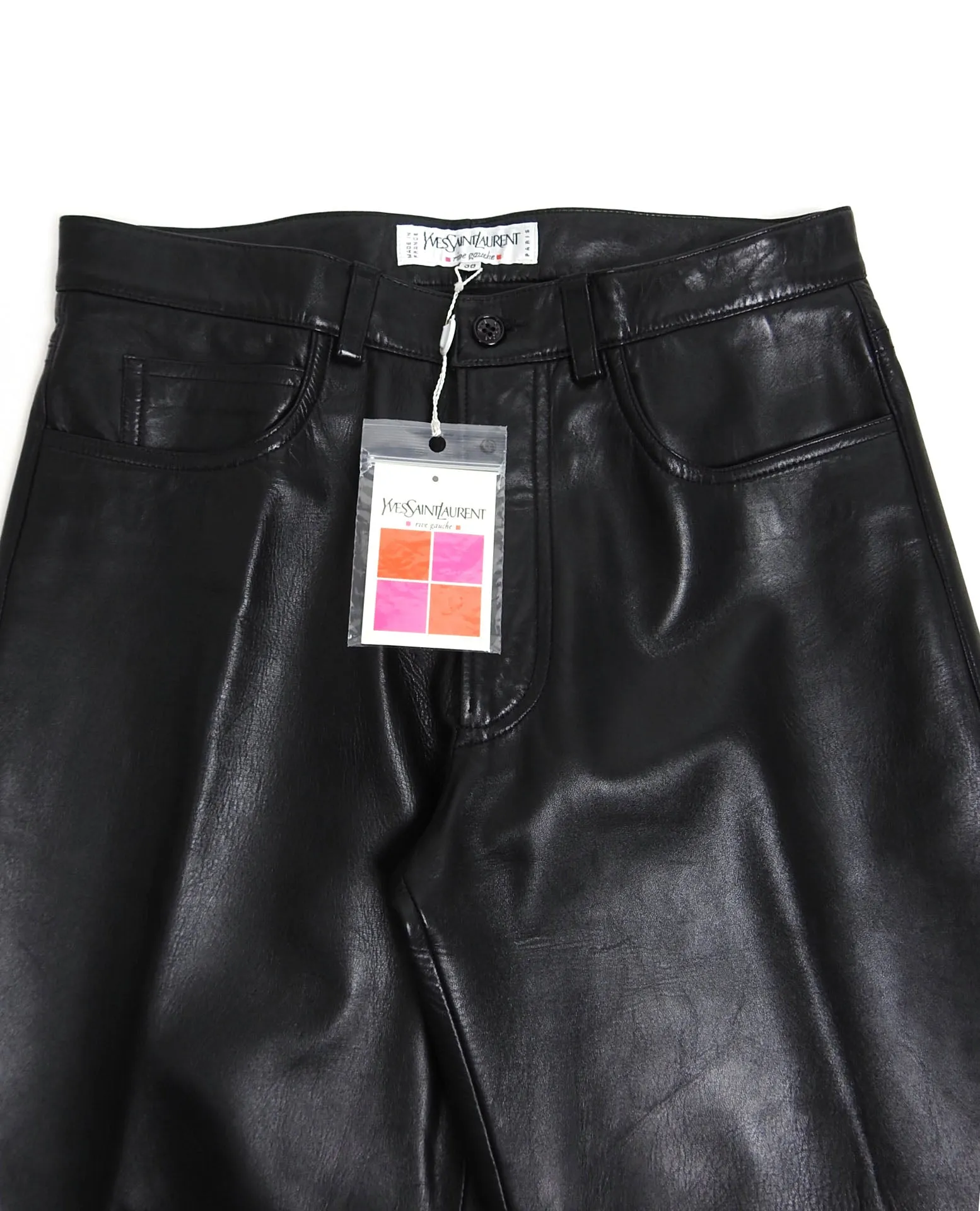 Yves Saint Laurent Rive Gauche Black Leather Pants Size FR 38 (US 30)