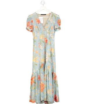 ZARA Blue Floral Print Button Down Dress UK XS