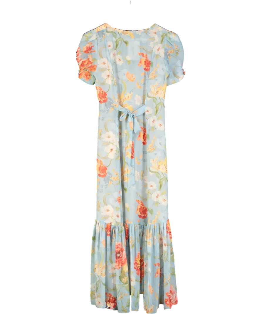 ZARA Blue Floral Print Button Down Dress UK XS