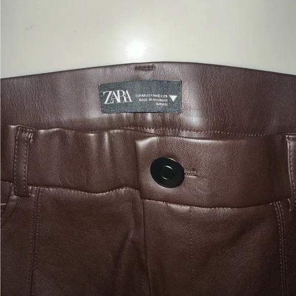 Zara brown faux leather pants​​
